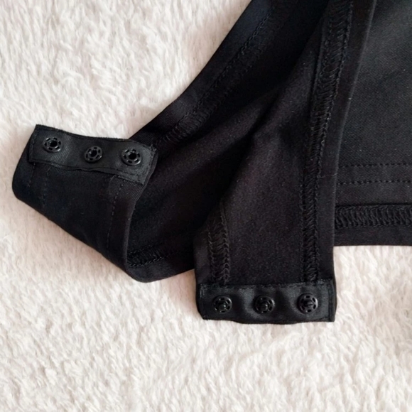 New Black Long Sleeves Square Neck Cozy Bodysuit - Picture 6 of 7